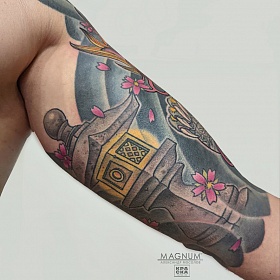 Александр Мосолов, реализм тату, япония тату, цветной реализм, японская татуировка, тату фонарь, фу дог тату, тату на руке