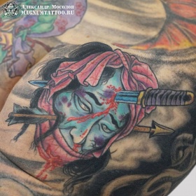 Александр Мосолов, цветная татуировка, ориентал, ориентал тату, японская татуировка, тату япония, тату в японском стиле, тату на спине, японская живопись