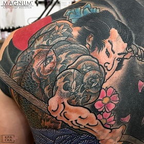 Александр Мосолов, цветная татуировка, ориентал, ориентал тату, японская татуировка, тату япония, тату в японском стиле,  тату на спине, тату самурай, тату самурай